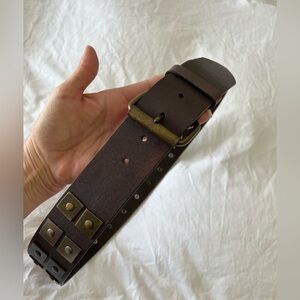 Hobo International Distressed Leather Brass Embellishments Belt Women’s SZ Small